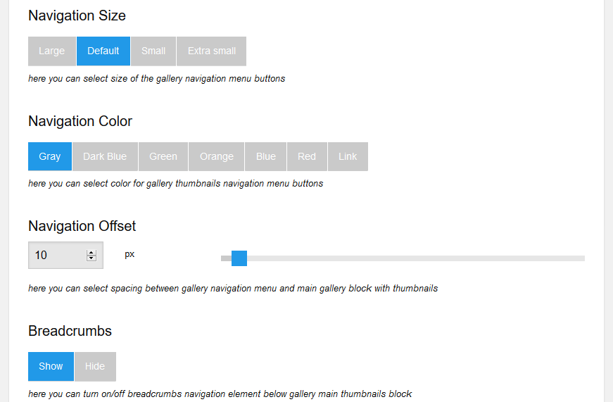 Screenshot 10. Images per page. Pagination offset. Pagination size.