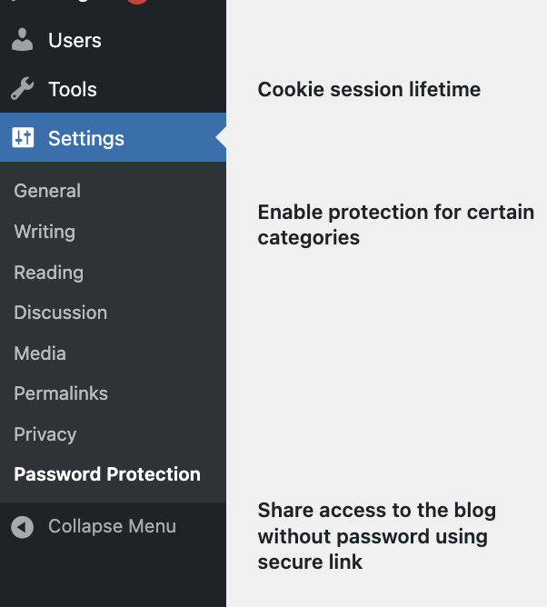 Popup modal shown to visitors when password protection is enabled.