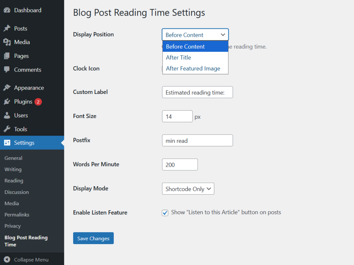 Display position selection