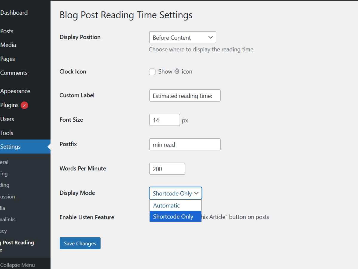 Display Mode Selection