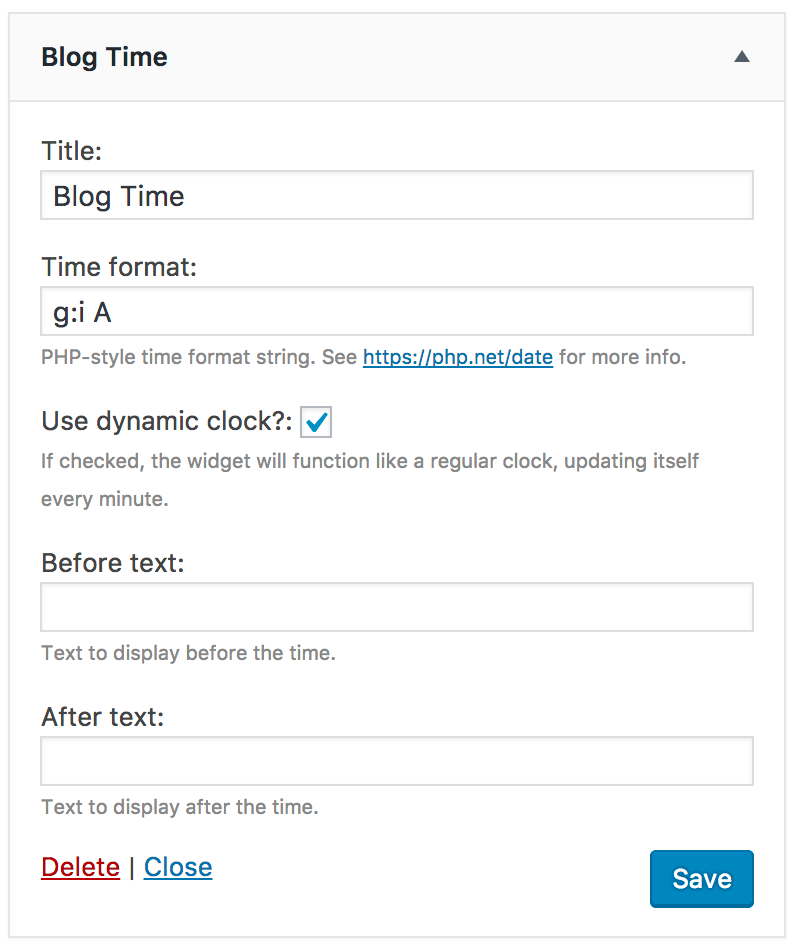 The "Blog Time" widget.