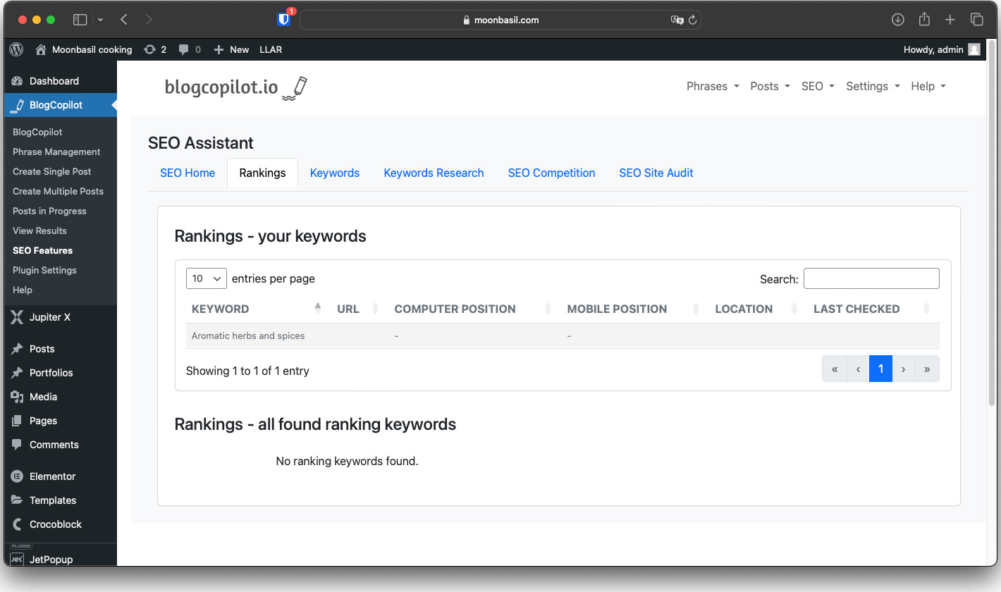 Phrase Management - generating internal linking articles.