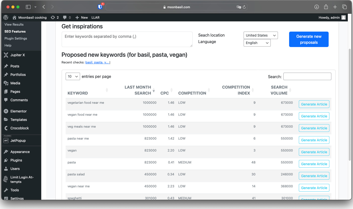 Main interface for single post creation.