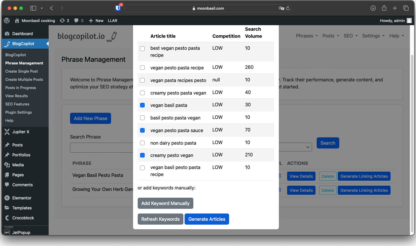 SEO Dashboard where you monitor your SEO performance.