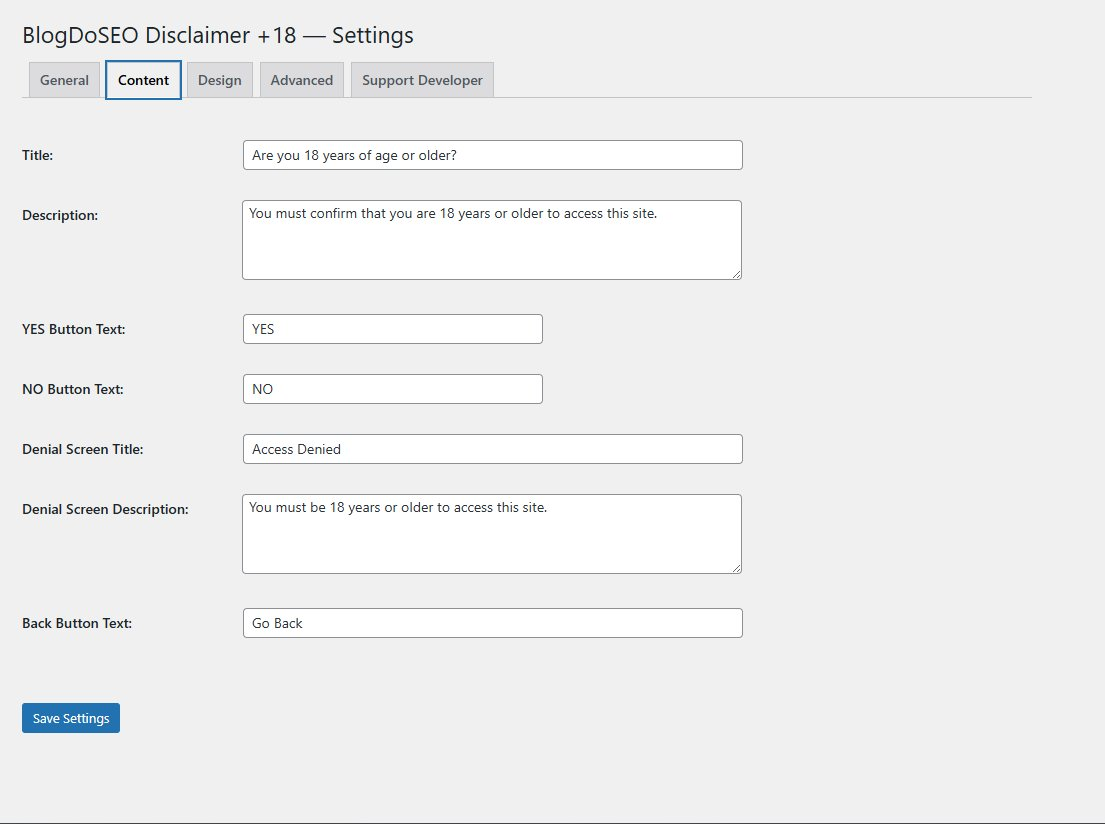 Admin settings panel