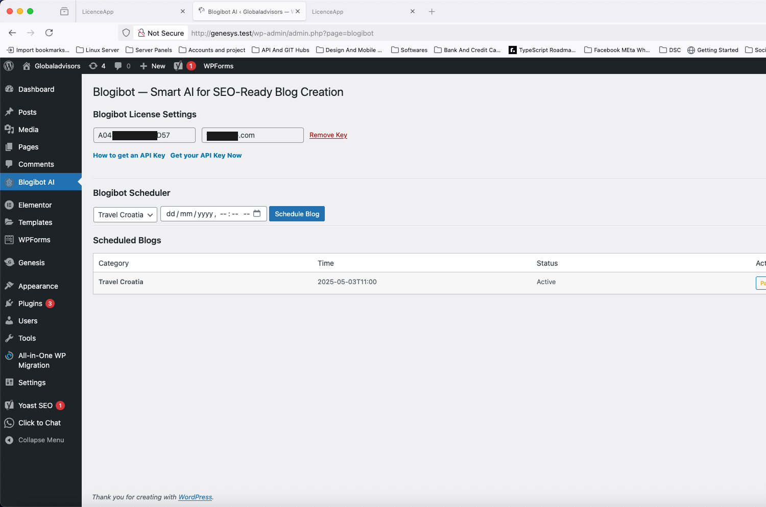 Manage scheduled blog posts with pause, resume, delete