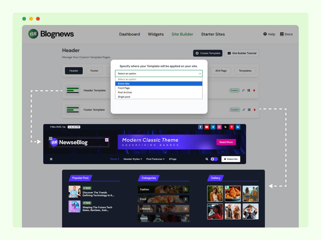 Blog News Elementor - Header and Footer Builder