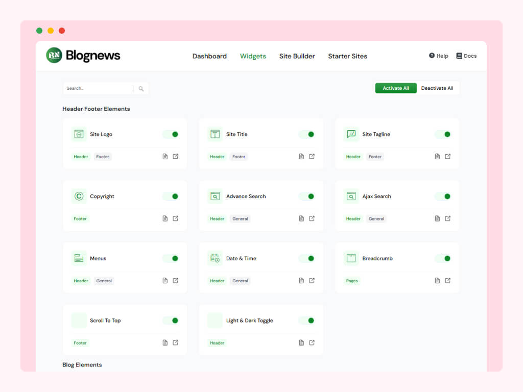 Blog News Elementor - Widgets
