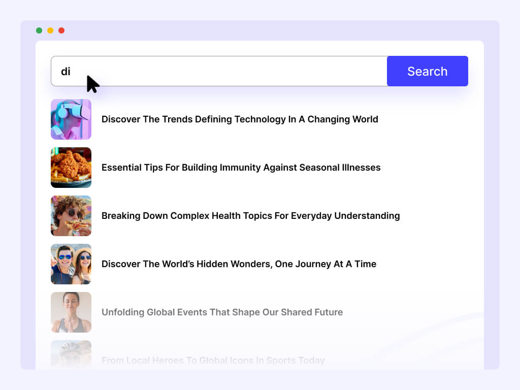 Blog News Elementor - Ajax Search