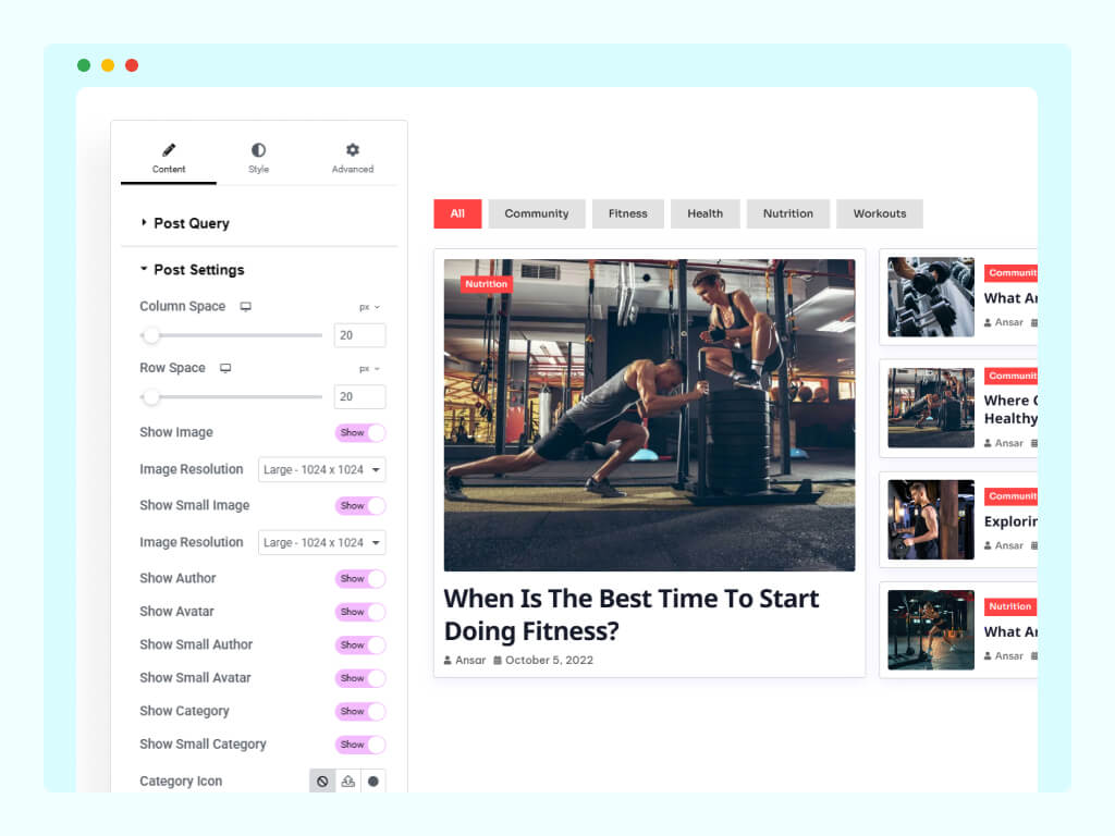 Blog News Elementor - Post Query