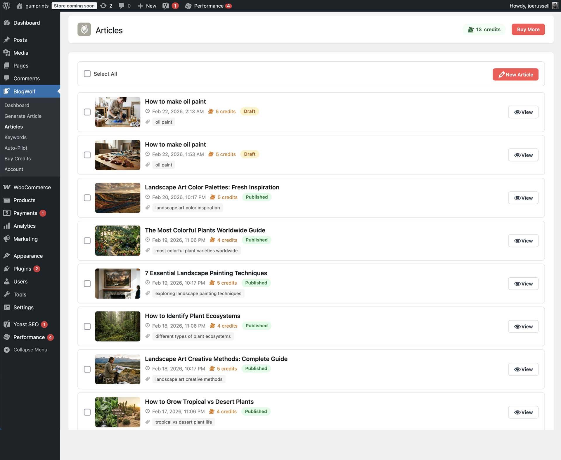 Articles List - Browse and manage all your generated articles in one place