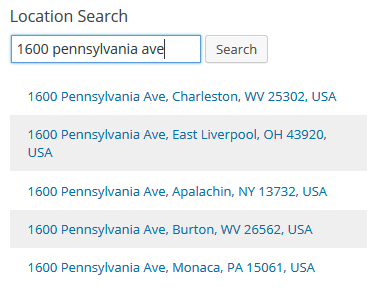 Search for a location to geotag your post.