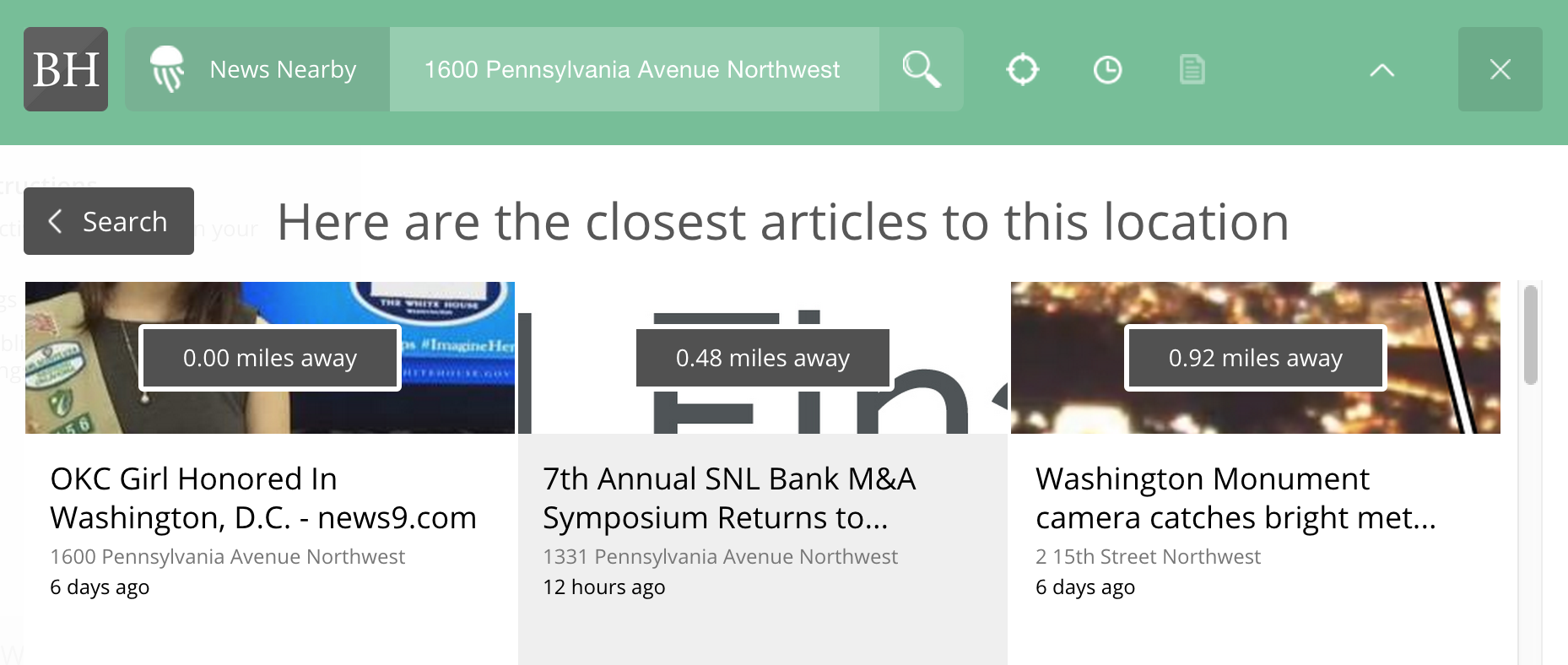 Readers can view your content nearby a specific location.