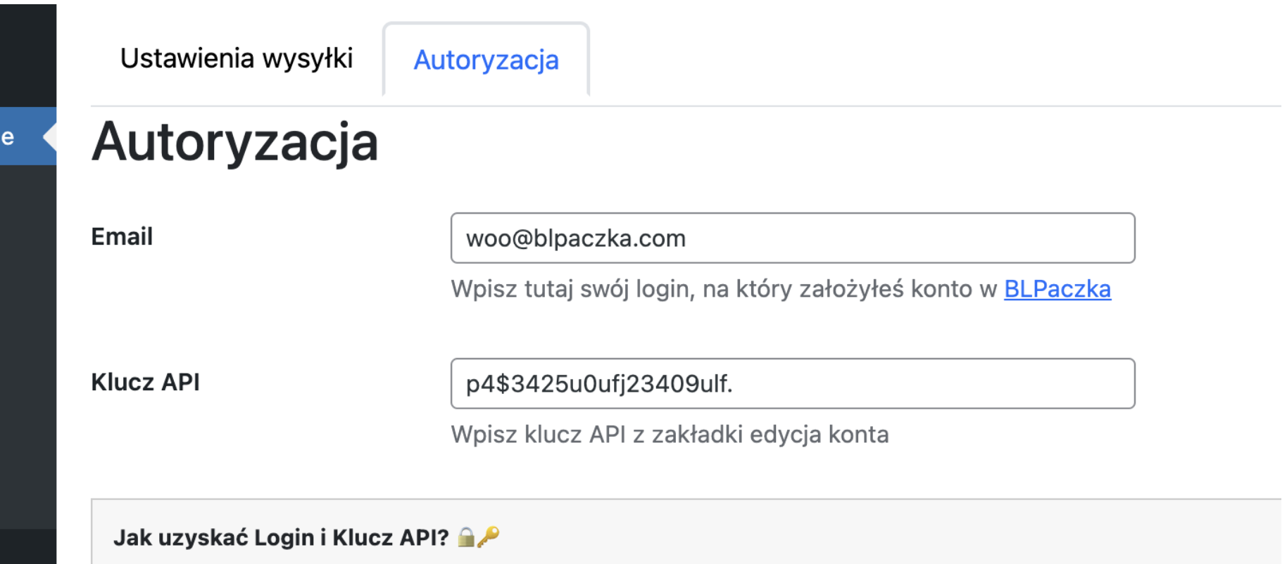 Konfiguracja wtyczki.