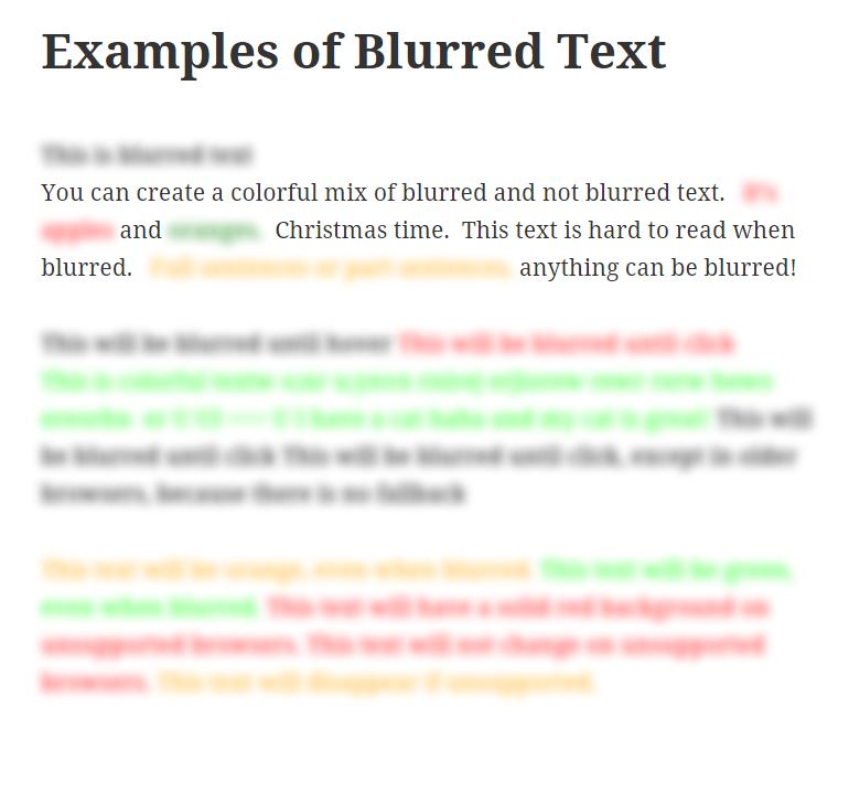 An example of blurred text.