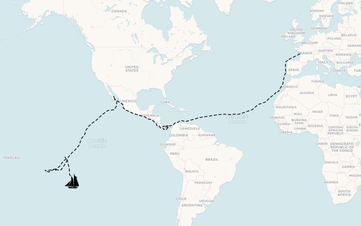 The map can be configured to show, when loading, your entire voyage