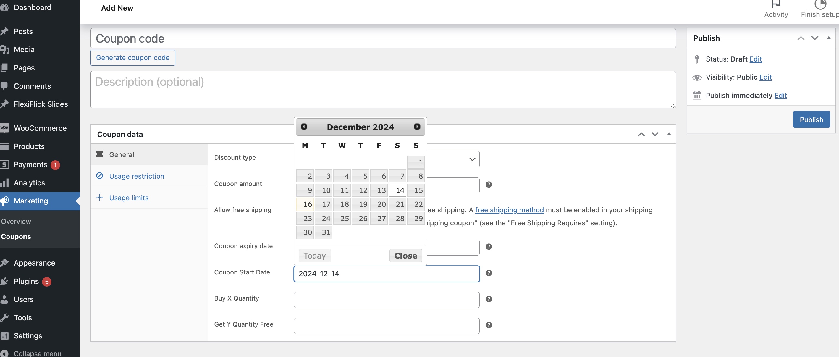 Option to apply Coupon Start Date for future promotions