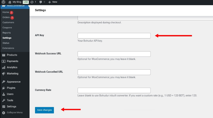 Enter your **API Key** and save changes. (Additional configuration options are also available.)