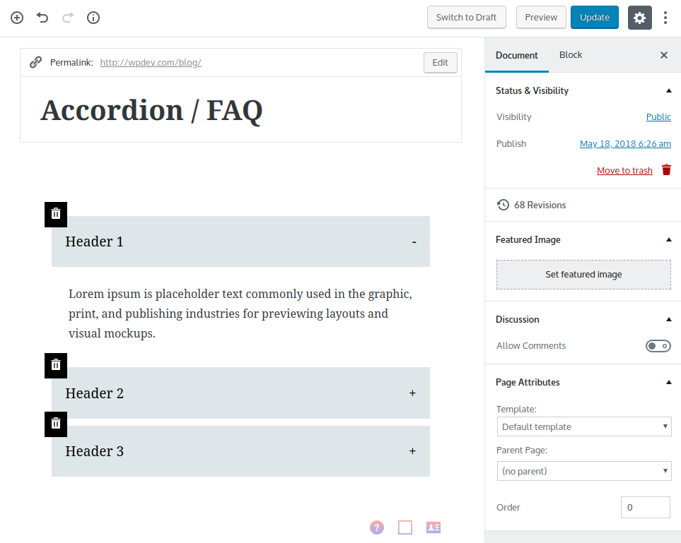 Accordion / FAQ Editor