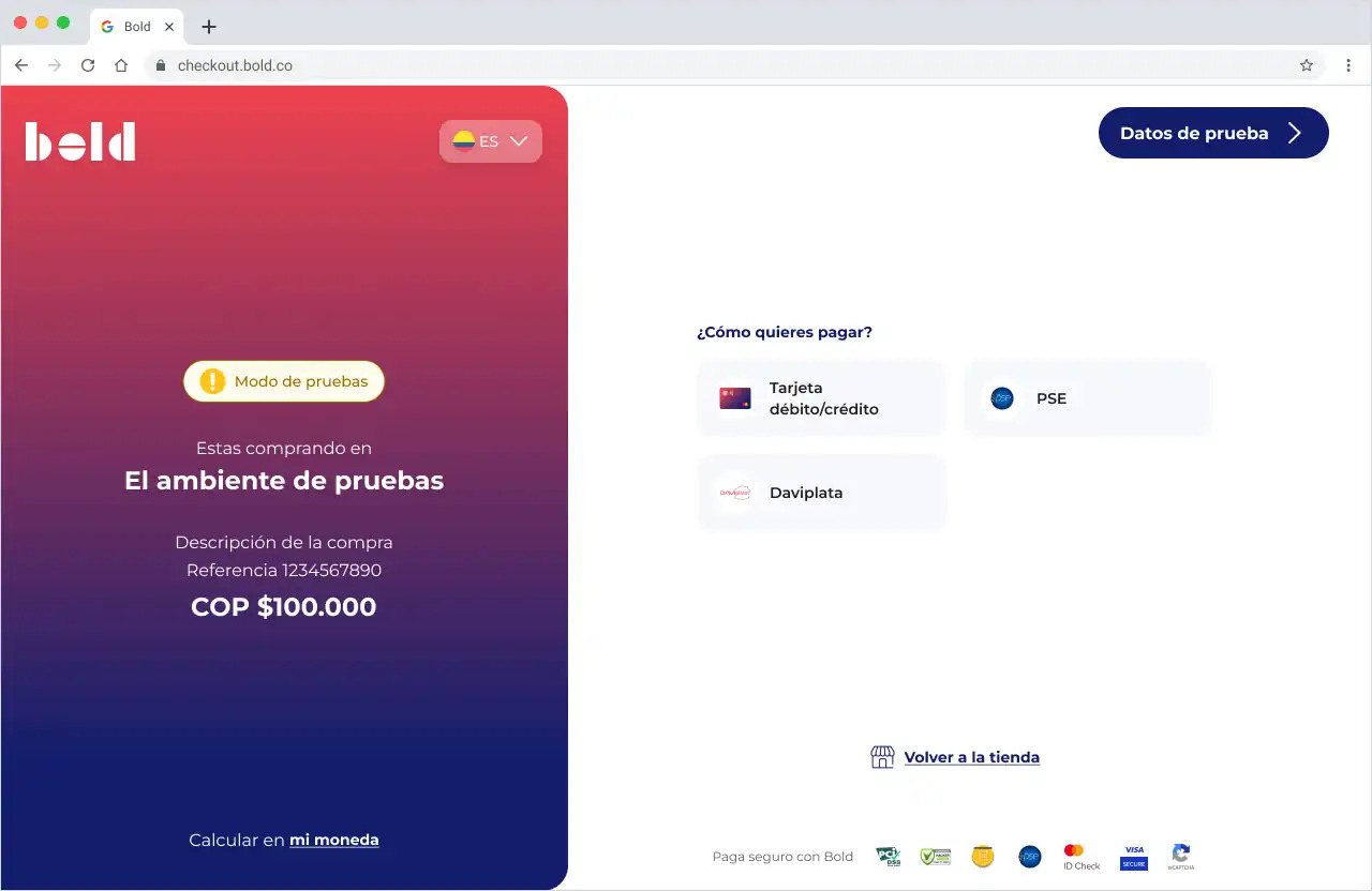 Realiza una transacción de prueba para verificar la integración.