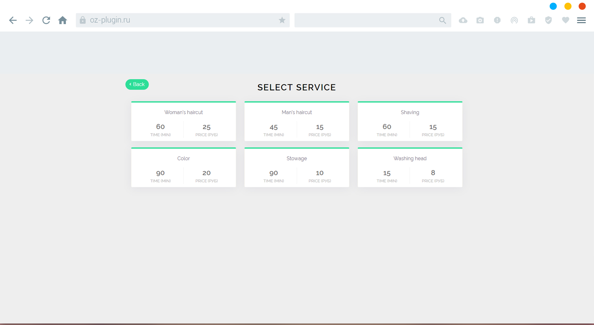 Fourth step. Select service