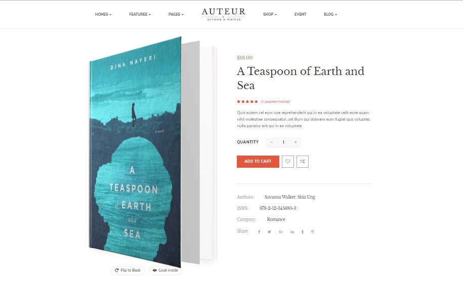 Window screen for Book cover image in single product