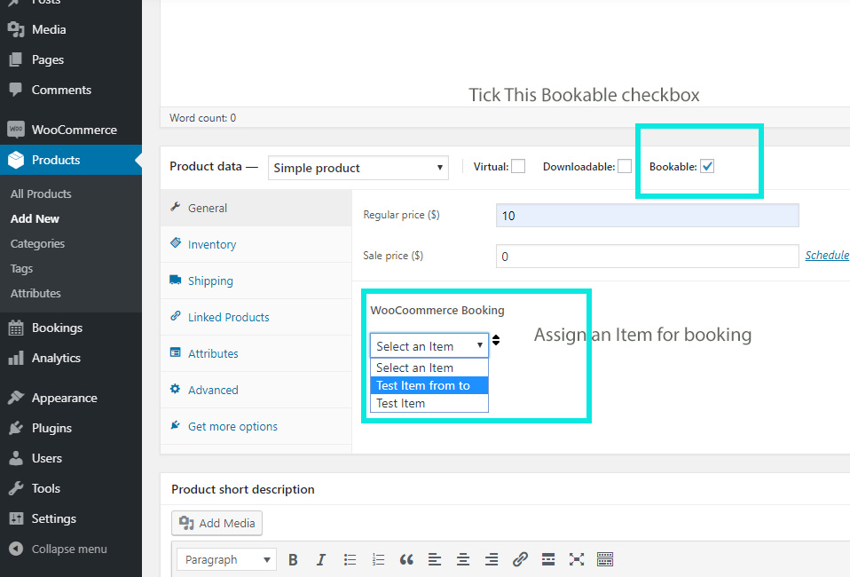 Product edit window