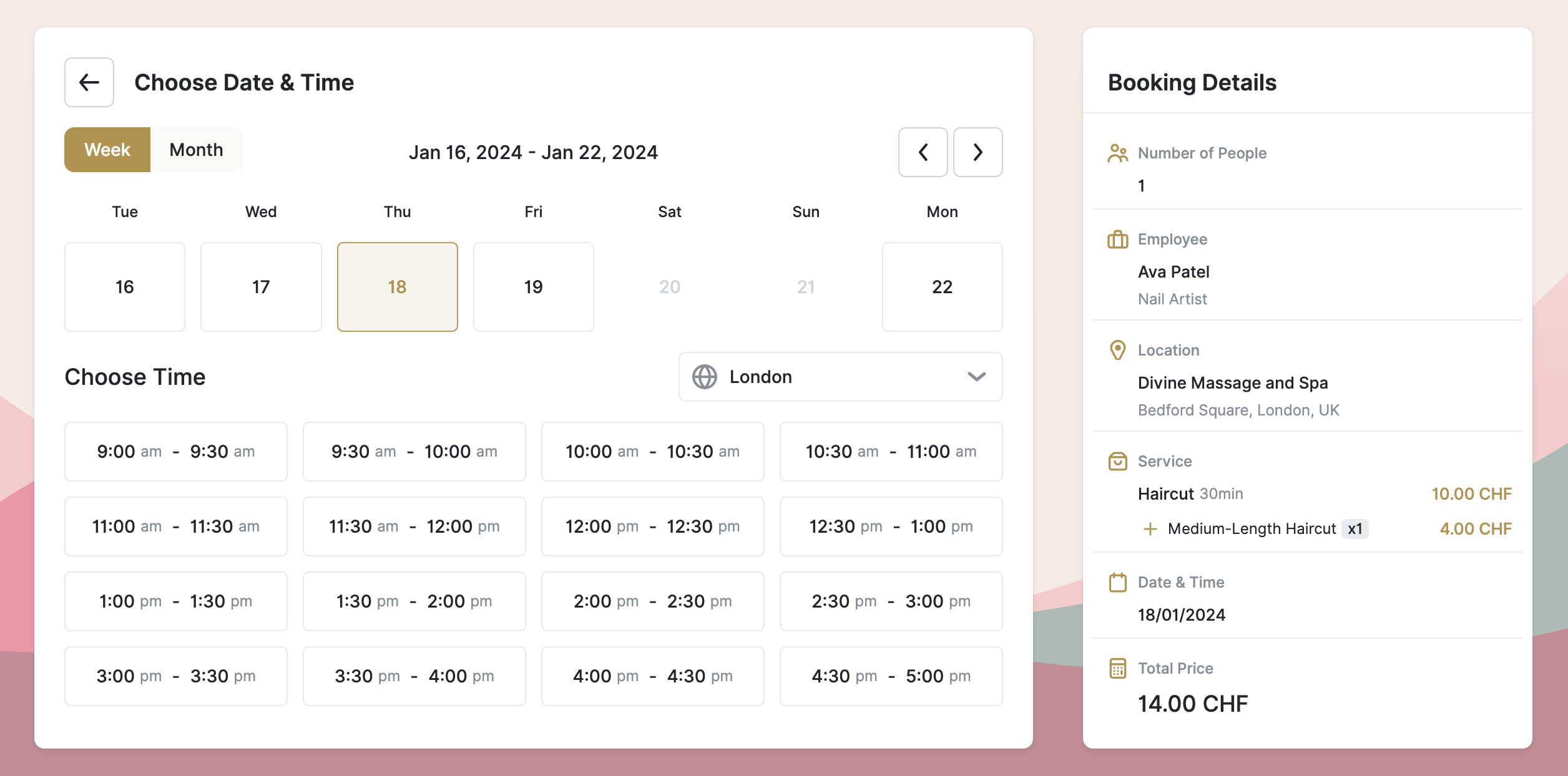 Light Booking Form View