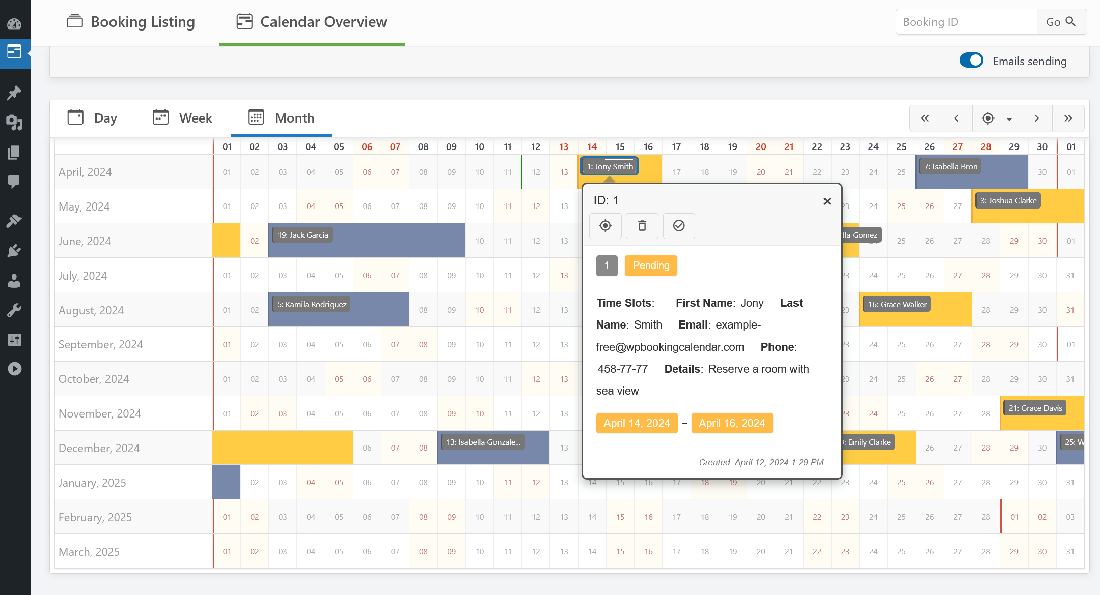 **Calendar Overview**: Get a clear overview of all your bookings.
