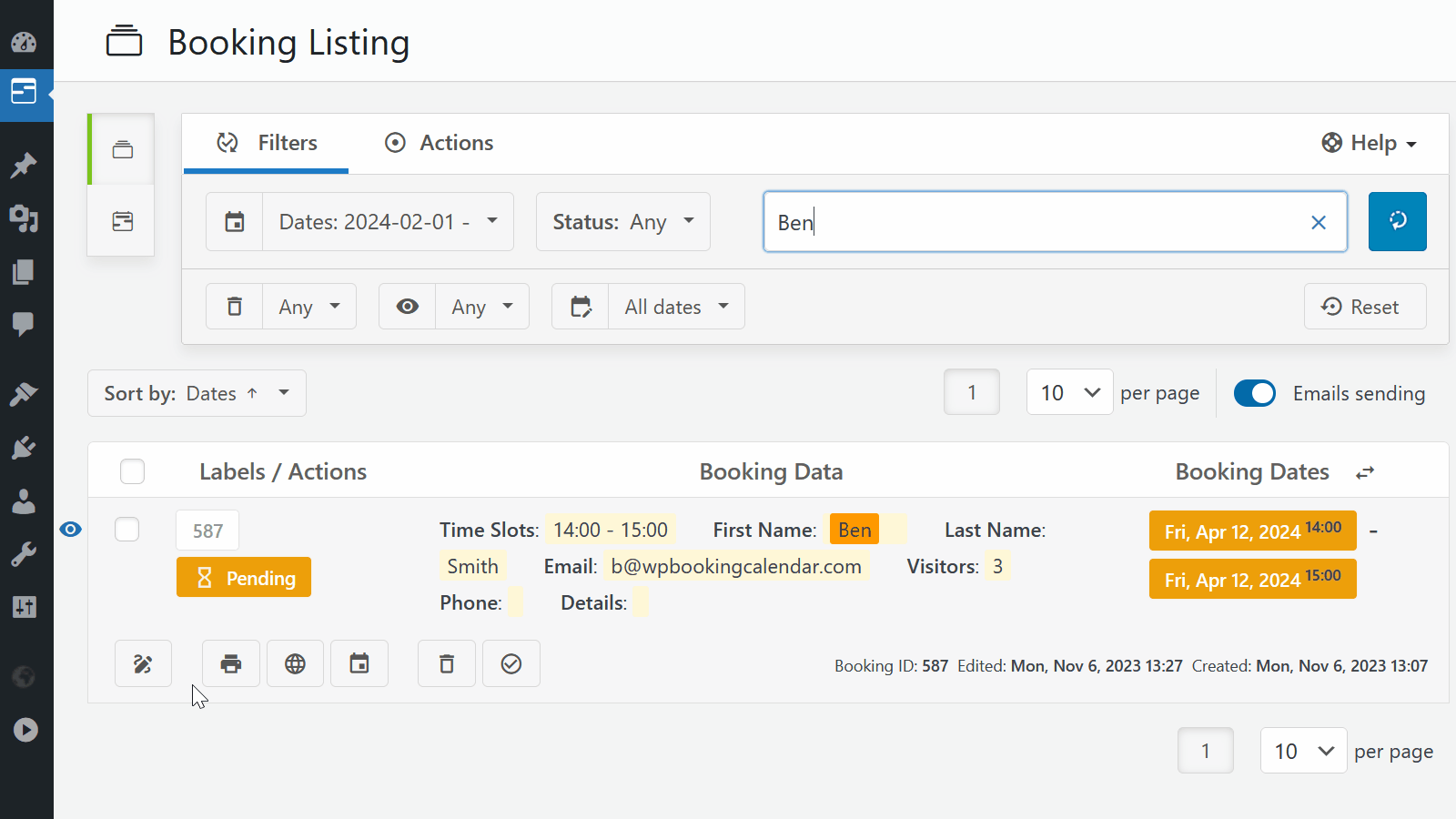 **Edit Bookings**: Admin can easily modify booking details of existing bookings from Booking admin panel.