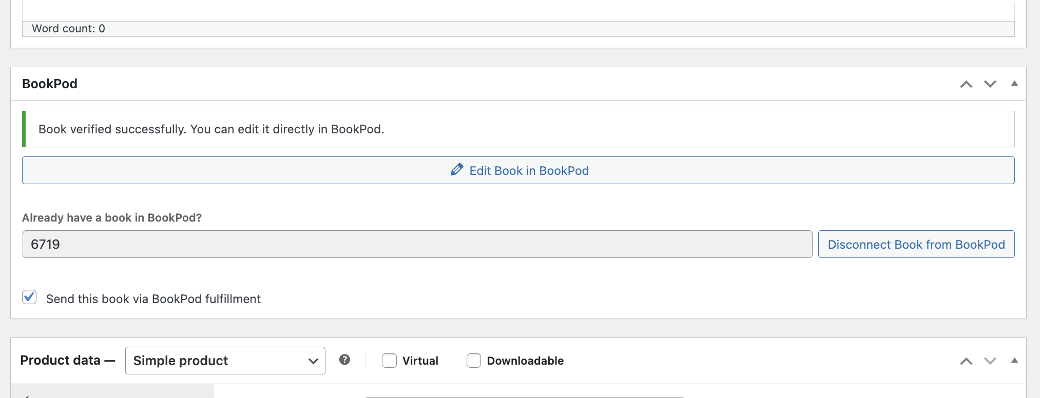Product Setup - Link a WooCommerce product to a BookPod book ID.