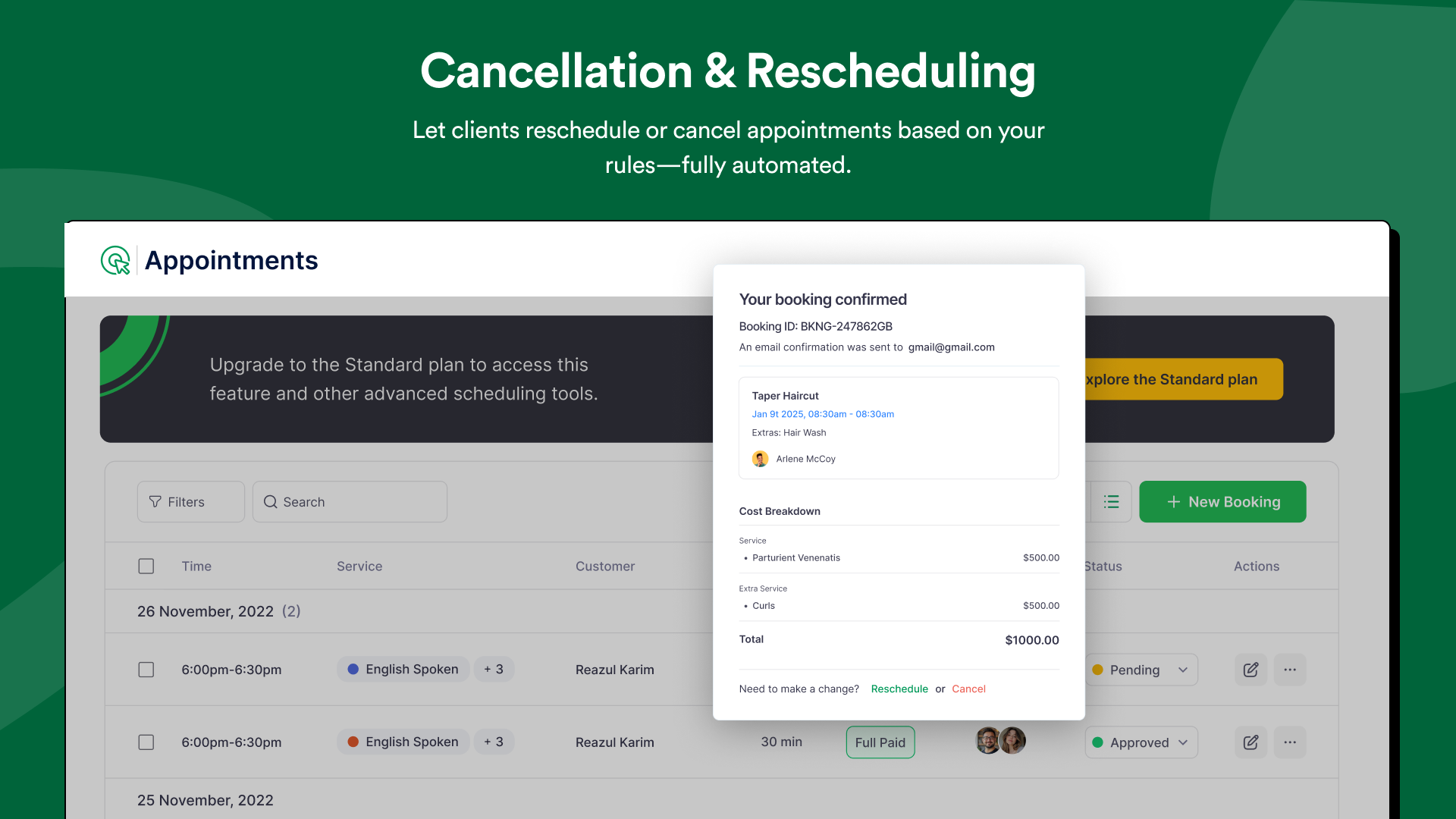 Calendar view with sync