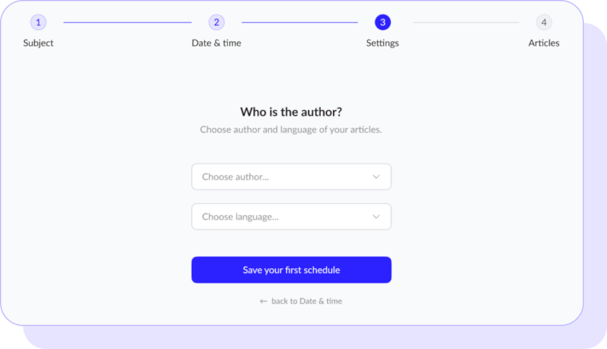 Creating a new schedule