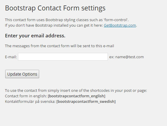 Contact form in english