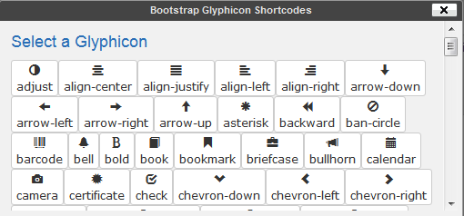 Glyphicons Selection Screen