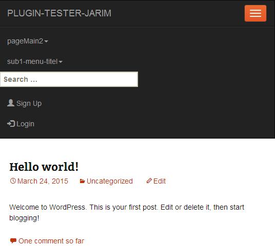 Frontend view of the menu collapssed-opened