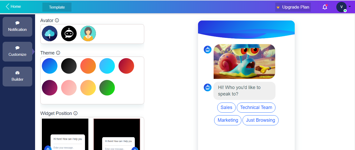 Background colour and chatbot icon customization secting in Botjuggler platform.
