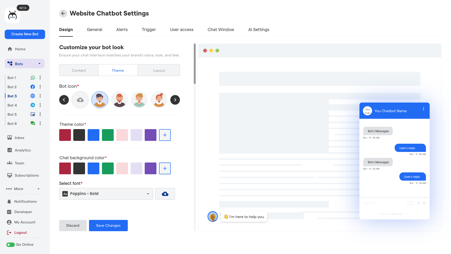 Copy the Chatbot Script Code