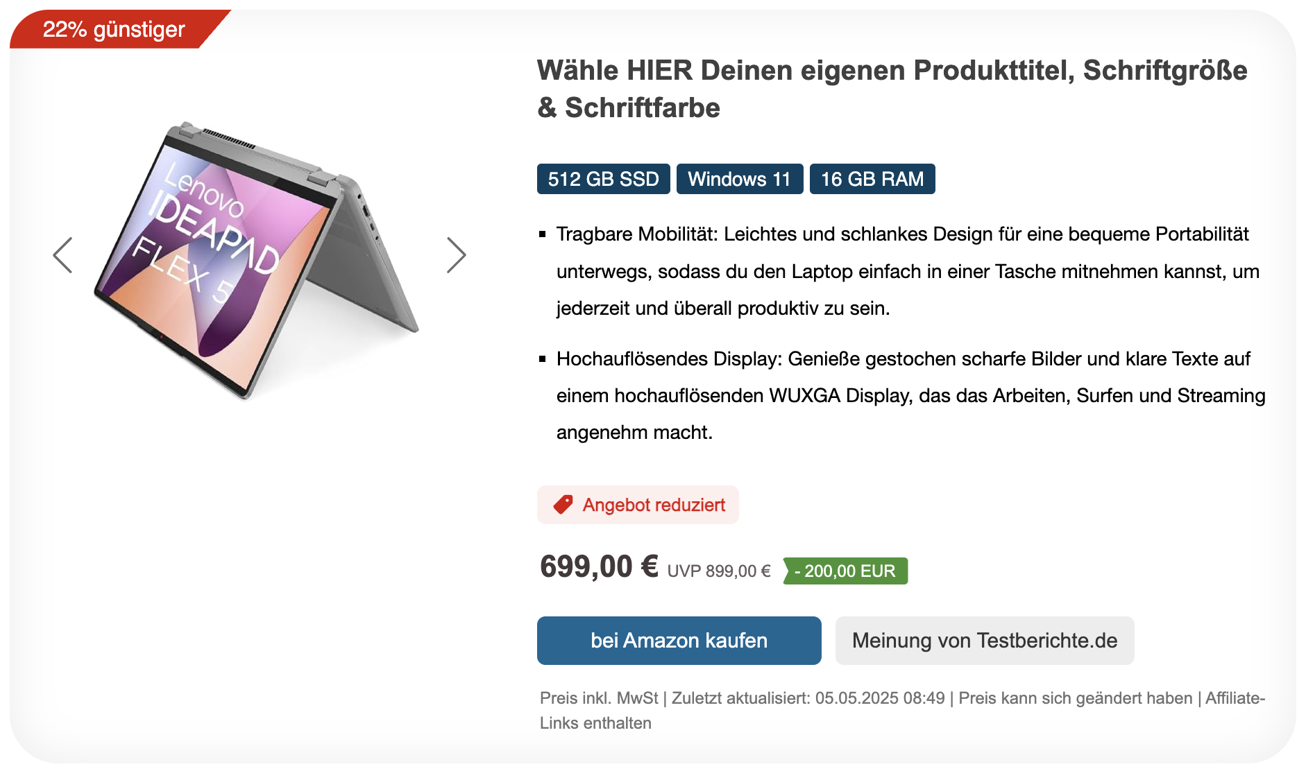 Compact and small Amazon product box with integrated price alert function.