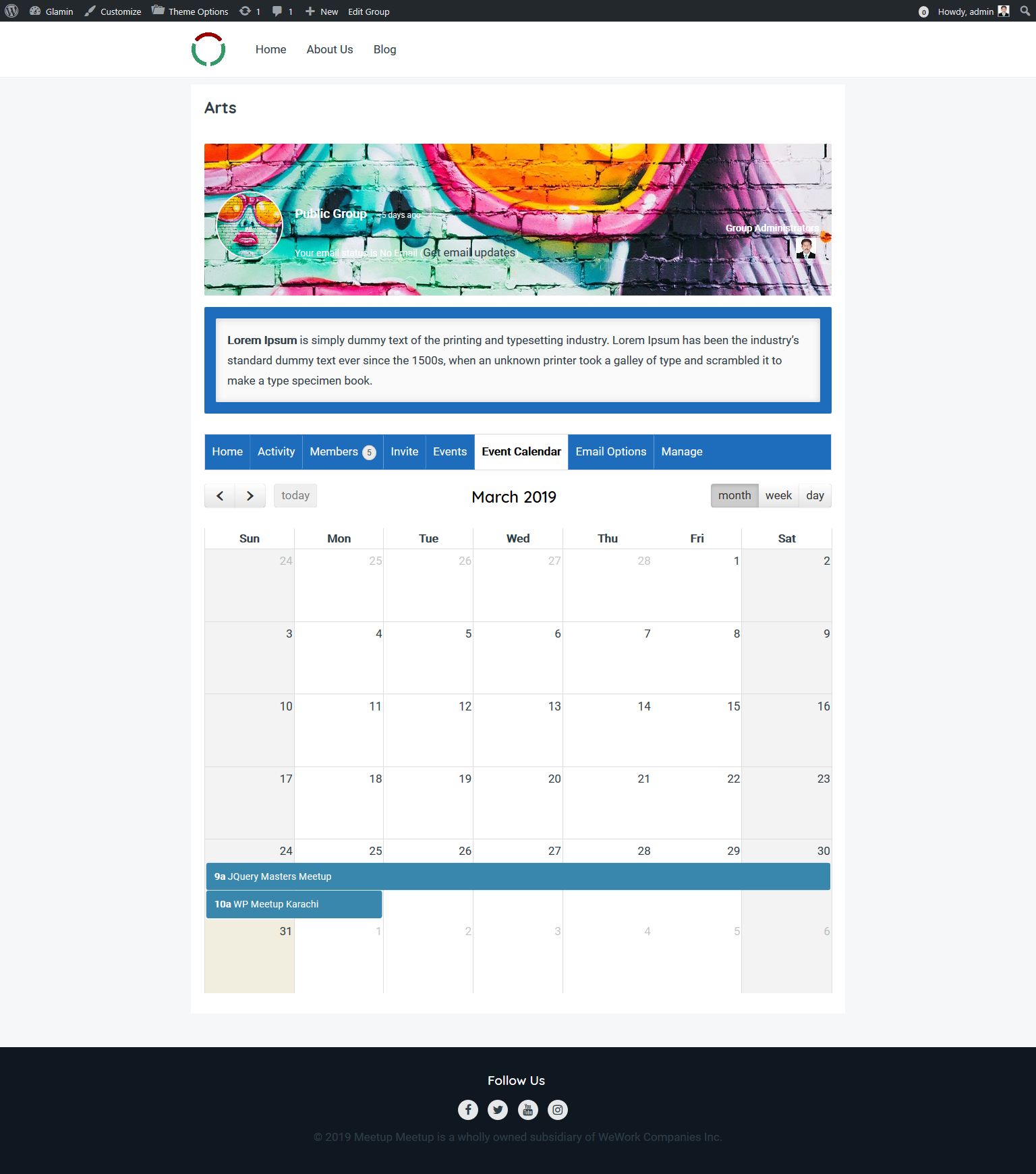 This is event calendar by group