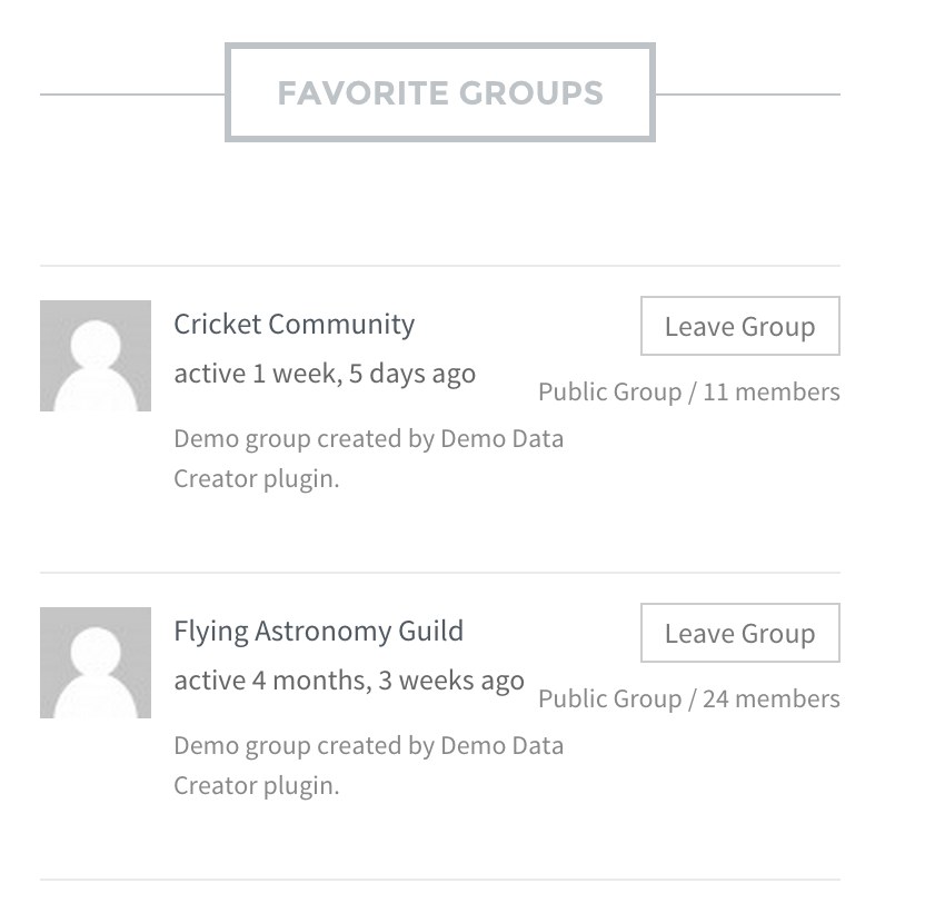 List of Favorited Groups by a user