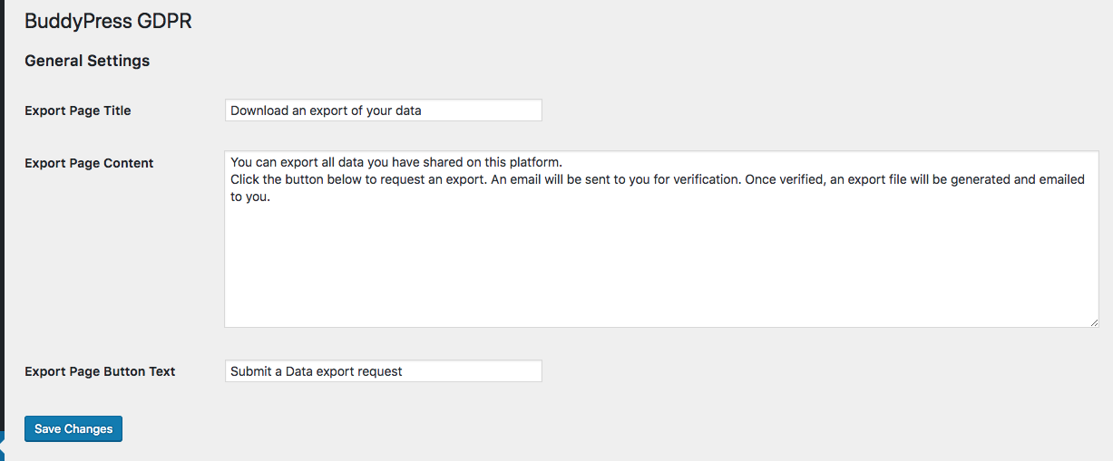 Settings Page