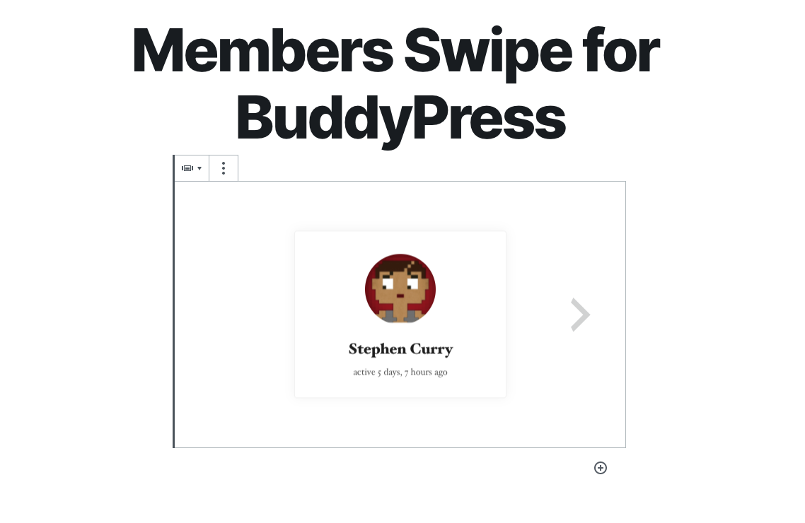 The "Swipe Directory" block in the Gutenberg editor