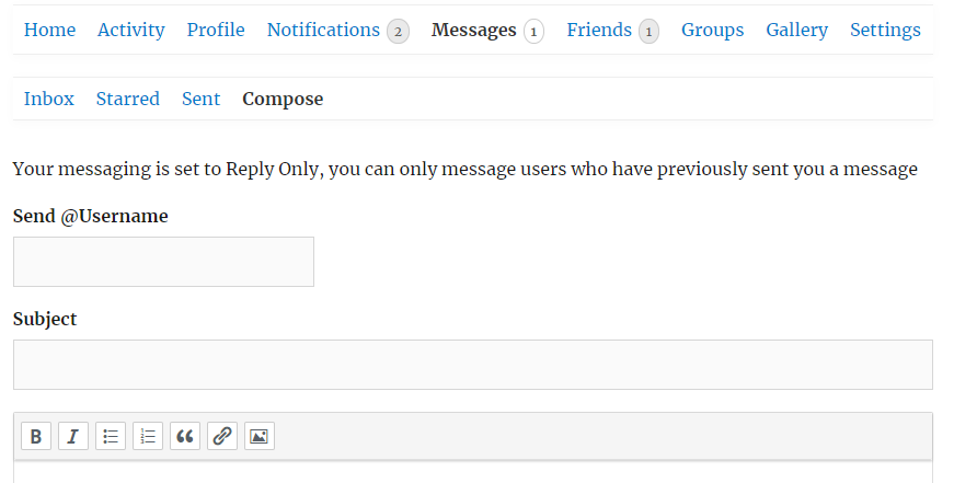 screenshot-2.png - Compose Message screen with restriction announcement.