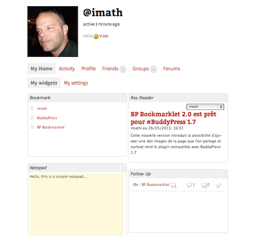 Example of a user's page.