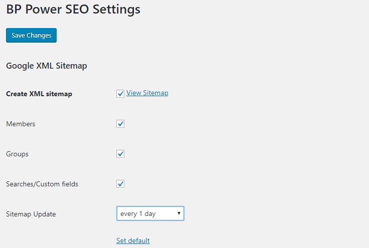 Admin Settings - Google/XML sitemap.