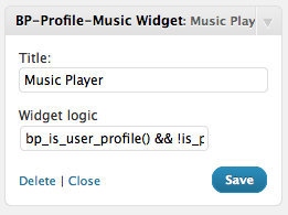 Music Player Widget options