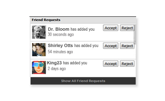 Friend Request Drop Down