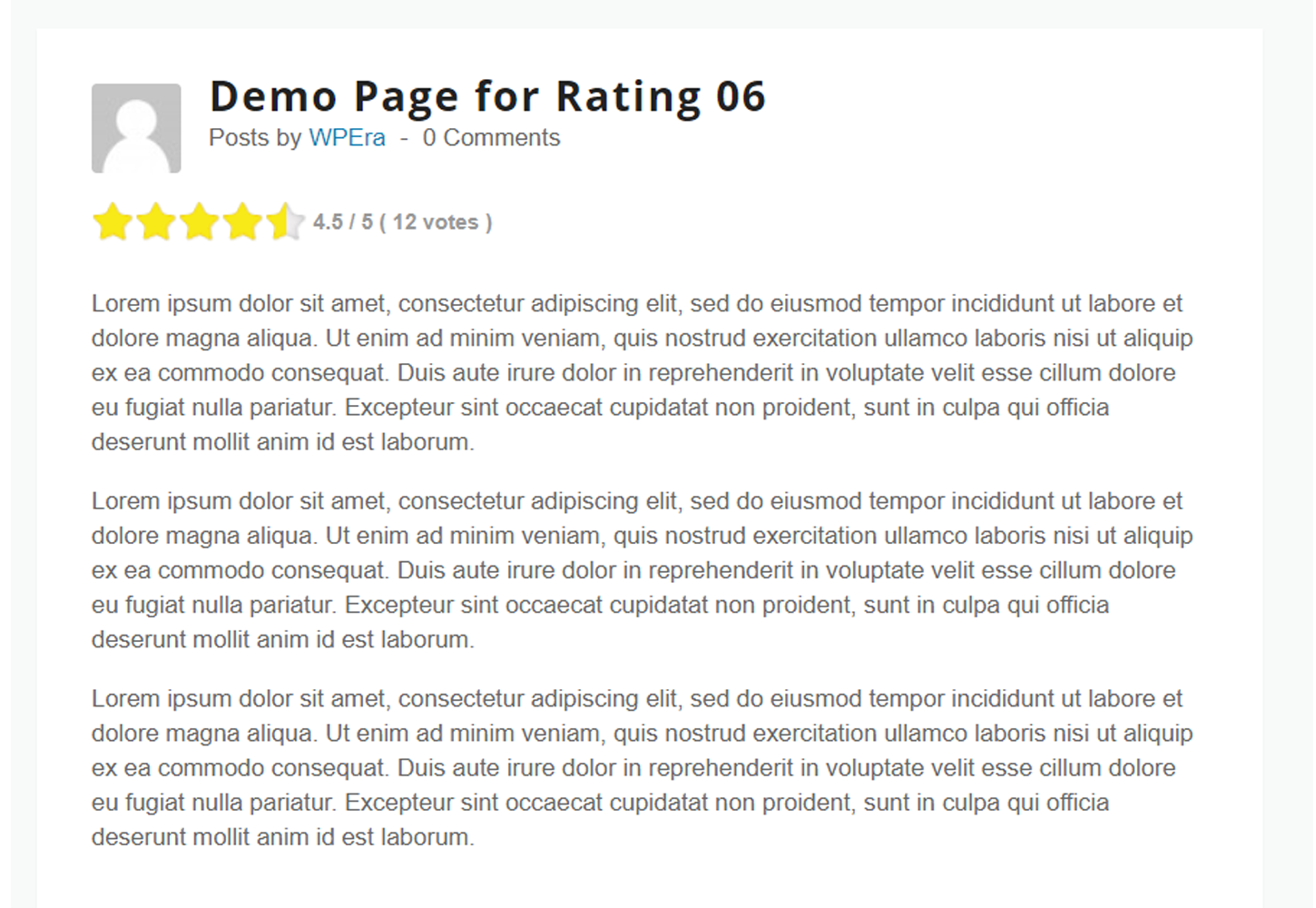 Rating View in a Post Page