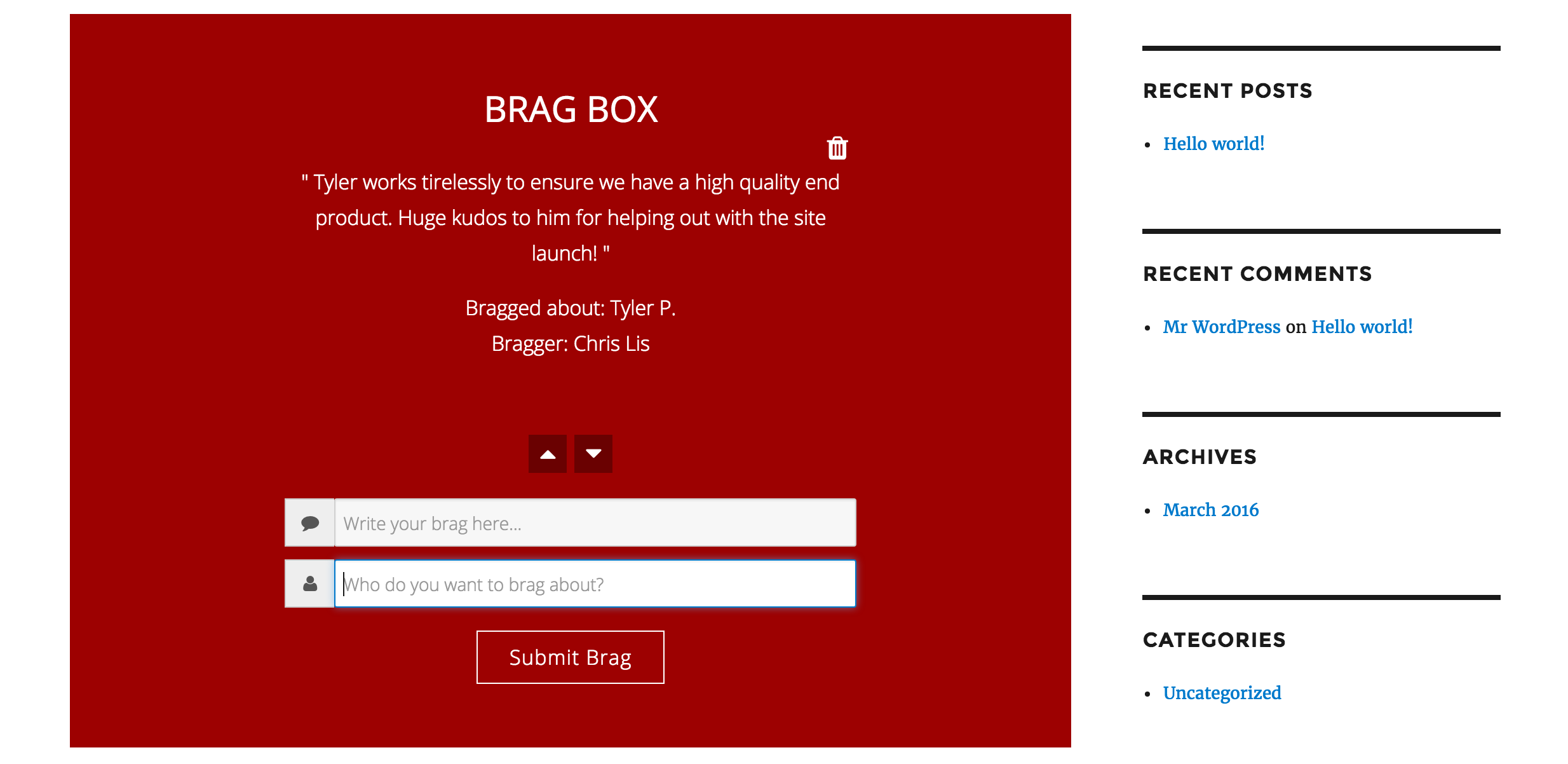 Desktop View of The Brag Box
